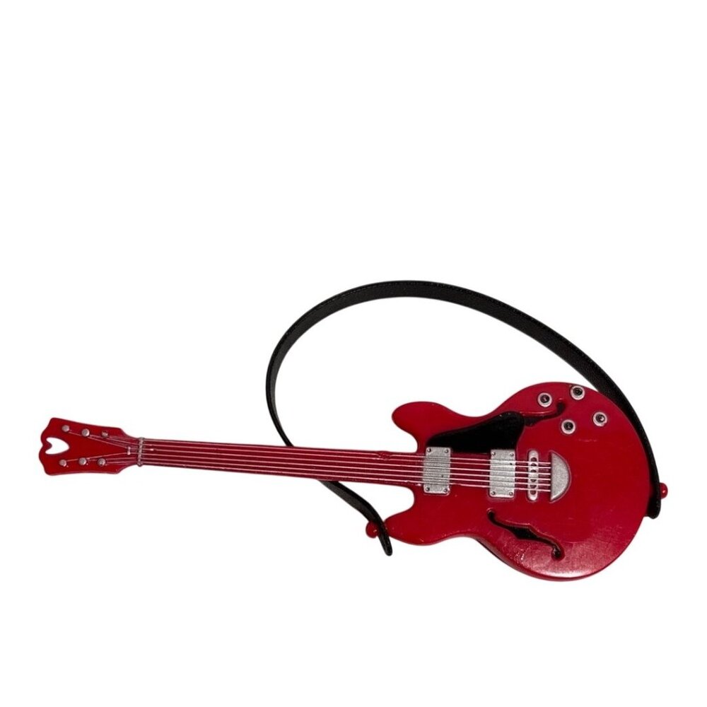 Red Electric Guitar w/ Strap for Barbie My Scene Doll Pretend Popstar Accessory